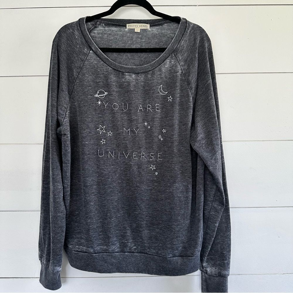 Pretty Rebel Women’s Extra Small You Are My Universe Burnout Sweatshirt